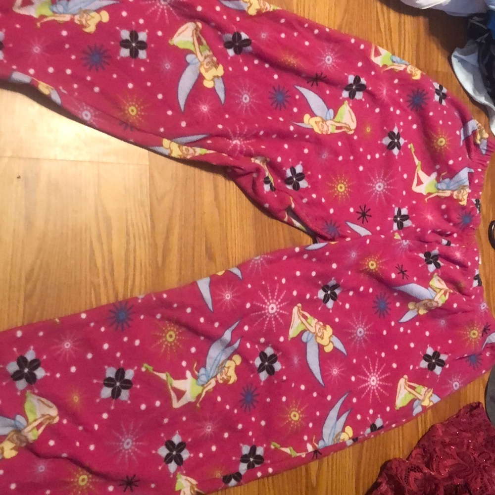 Pink tinker bell fuzzy pj pants